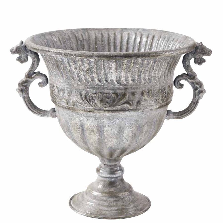 Vase Pokal Amphore auf Fuss Muster Antik Silber Metall D 26cm H 27cm